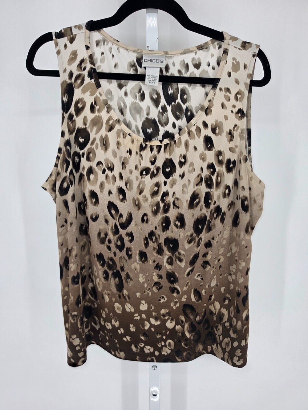 Chico's Womens Sz 3 (US XL) sleeveless leopard-print tank top Brown Tan